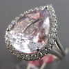 EXTRA LARGE 11.05CT DIAMOND & AAA KUNZITE 18K WHITE GOLD PEAR SHAPE & ROUND RING