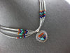 LARGE & LONG AAA MULTI GEM 925 SILVER FILIGREE HEART BY THE YARD NECKLACE #28012