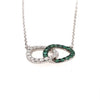 .35CT DIAMOND & AAA EMERALD 18KT WHITE GOLD DOUBLE CIRCULAR LOVE KNOT NECKLACE