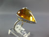 LARGE 13.89CT DIAMOND & AAA CITRINE 14KT WHITE GOLD 3D HEART SHAPE FUN LOVE RING