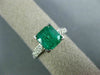 ESTATE 2.35CT DIAMOND & AAA EMERALD 18KT WHITE GOLD 3D OCTAGON ENGAGEMENT RING