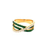 .96CT DIAMOND & AAA EMERALD 18KT YELLOW GOLD MULTI ROW CRISS CROSS INFINITY RING