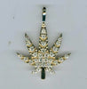 ESTATE 2.08CT DIAMOND 14KT YELLOW GOLD 3D CANNABIS LEAF FUN FLOATING PENDANT
