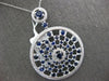 4.11CT DIAMOND & AAA SAPPHIRE 14K WHITE GOLD CIRCULAR SUN BURST FLOATING PENDANT
