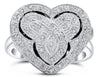 ESTATE .15CT DIAMOND 14KT WHITE GOLD 3D ROUND HEART SHAPE LOVE FUN RING