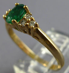 .62CT DIAMOND & AAA EMERALD 14K YELLOW GOLD 3D OVAL & ROUND FRIENDSHIP LOVE RING