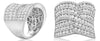 ESTATE LARGE 2.70CT DIAMOND 14KT WHITE GOLD 3D MULTI ROW CRISS CROSS FUN RING