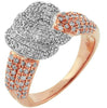 ESTATE WIDE 1.0CT DIAMOND 14K ROSE GOLD MULTI ROW CRISS CROSS LOVE KNOT FUN RING