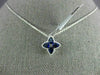 ESTATE 1.04CT DIAMOND & AAA SAPPHIRE 18K WHITE GOLD FLOWER STAR MILGRAIN PENDANT