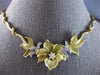 ANTIQUE LARGE .65CT DIAMOND 18KT 2 TONE GOLD HANDCRAFTED FLOWER NECKLACE #28049