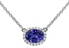 1.24CT DIAMOND & AAA SAPPHIRE 14KT WHITE GOLD 3D OVAL & ROUND HALO LOVE NECKLACE