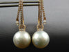 LARGE .79CT DIAMOND & SOUTH SEA PEARL 18KT ROSE GOLD TEAR DROP HANGING EARRINGS