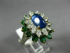 ANTIQUE LARGE 6.3CT DIAMOND AAA SAPPHIRE & EMERALD PLATINUM 18K YELLOW GOLD RING