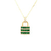 1.29CT DIAMOND & AAA EMERALD 18KT WHITE GOLD LOCK TO YOUR HEART FLOATING PENDANT