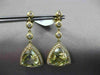 ESTATE 7.05CT DIAMOND & GREEN AMETHYST 14K YELLOW GOLD TRILLION HANGING EARRINGS