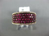 WIDE 1.46CT DIAMOND & AAA RUBY 18K ROSE GOLD 3D MULTI ROW SEMI ETERNITY FUN RING
