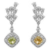 LARGE 2.56CT MULTI COLOR DIAMOND 18K WHITE GOLD 3D CUSHION & ROUND HALO EARRINGS