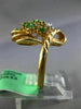 ESTATE WIDE .46CT DIAMOND & AAA EMERALD 14K YELLOW GOLD 3D WOVEN BASKET FUN RING