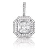 .83CT DIAMOND 14KT WHITE GOLD ROUND BAGUETTE & EMERALD CUT HALO FLOATING PENDANT