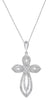 ESTATE .70CT DIAMOND 18KT WHITE GOLD 3D CLASSIC FLOWER CROSS FLOATING PENDANT