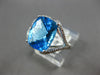 LARGE 4.63CT DIAMOND & AAA BLUE TOPAZ 14KT WHITE GOLD CUSHION & ROUND FUN RING