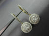 ESTATE 1.16CT DIAMOND 14KT YELLOW GOLD 3D DOUBLE HALO LEVERBACK HANGING EARRINGS