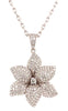 ESTATE 1.16CT DIAMOND 18KT YELLOW GOLD 3D CLASSIC ROSE FLOWER FLOATING PENDANT