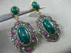 ANTIQUE LARGE 3.19CT DIAMOND & MULTI GEM 14K YELLOW BLACK GOLD FILIGREE EARRINGS