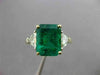 ESTATE LARGE 4.16CT DIAMOND & EMERALD 18K YELLOW GOLD & PLATINUM ENGAGEMENT RING
