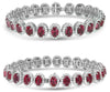 16.59CT DIAMOND & AAA RUBY 18KT WHITE GOLD 3D OVAL & ROUND HALO BANGLE BRACELET