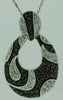 .75CT WHITE & BLACK DIAMOND 14KT WHITE GOLD TEAR DROP FILIGREE MILGRAIN PENDANT