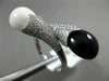 ESTATE LARGE .65CT DIAMOND AAA ONYX & AGATE 14KT WHITE GOLD CRISS CROSS FUN RING