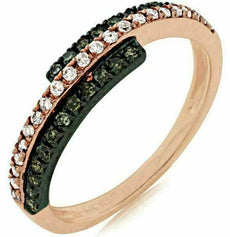 .36CT WHITE & CHOCOLATE FANCY DIAMOND 14K ROSE GOLD 3 ROW CRISS CROSS FUN RING
