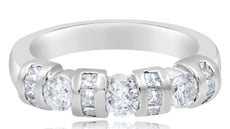 .82CT DIAMOND PLATINUM PRINCESS & ROUND 3 ROW CHANNEL WEDDING ANNIVERSARY RING