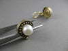 ANTIQUE 8MM SEA PEARL DIAMOND 14K YELLOW GOLD ROUND FILIGREE EARRINGS #17204