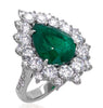 LARGE 7.90CT DIAMOND & AAA COLOMBIAN EMERALD 18KT WHITE GOLD 3D ENGAGEMENT RING