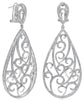 2.43CT DIAMOND 14KT WHITE GOLD 3D OPEN FILIGREE TEAR DROP FUN HANGING EARRINGS