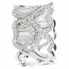 EXTRA LARGE 2.87CT DIAMOND 18KT WHITE GOLD ROUND & BAGUETTE 3D MULTI HEART RING