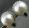 LARGE 2.38CT DIAMOND AAA SAPPHIRE & SOUTH SEA PEARL 18KT WHITE GOLD 3D EARRINGS