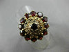 ANTIQUE LARGE 5CT AAA ROUND GARNET 14K YELLOW GOLD HANDCRAFTED FLOWER RING 21926