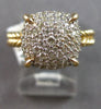 LARGE .50CT DIAMOND 14K YELLOW GOLD 3D ROUND CLUSTER SQUARE ROPE DESIGN FUN RING