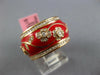 WIDE 1.23CT DIAMOND & RED ENAMEL 18KT ROSE GOLD MULTI FLOWER ETERNITY FUN RING