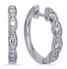 ESTATE .40CT DIAMOND 14KT WHITE GOLD 3D CLASSIC 3 STONE HUGGIE HANGING EARRINGS