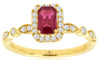 .89CT DIAMOND & AAA RUBY 14KT ROSE GOLD 3D EMERALD CUT & ROUND ENGAGEMENT RING