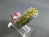 ESTATE 3.34CT WHITE & FANCY YELLOW DIAMOND 18K 2 TONE GOLD HALO ANNIVERSARY RING