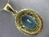 ANTIQUE EXTRA LARGE 8.90CT DIAMOND & AAA BLUE TOPAZ 14KT TWO TONE GOLD PENDANT