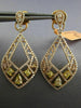 ESTATE LARGE 2.81CT WHITE & FANCY YELLOW DIAMOND 18K ROSE GOLD FILIGREE EARRINGS