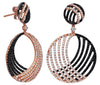 LARGE 3.30CT WHITE & BLACK DIAMOND 18K ROSE GOLD CIRCULAR MULTI ROW FUN EARRINGS
