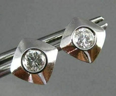ESTATE .50CT DIAMOND SOLITAIRE SQUARE ETOILE 14KT W GOLD STUD EARRINGS 7mm #2664