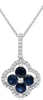ESTATE 1.4CT DIAMOND & AAA SAPPHIRE 14KT WHITE GOLD FLOWER LOVE FLOATING PENDANT